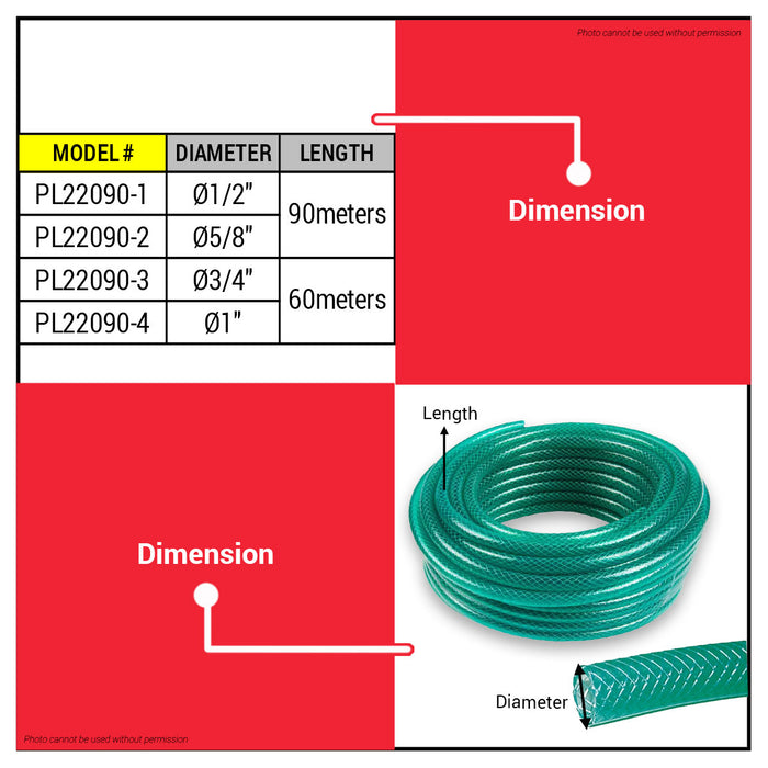 Buildmate x Pololock by Polonet Garden Hose Green Heavy Duty Water Hose 1/2in 5/8in 3/4in 1in 60m 90m PL22090 Series