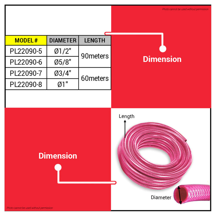Buildmate x Pololock by Polonet Garden Hose Red Heavy Duty Water Hose 1/2in 5/8in 3/4in 1in 60m/90m PL22090 Series