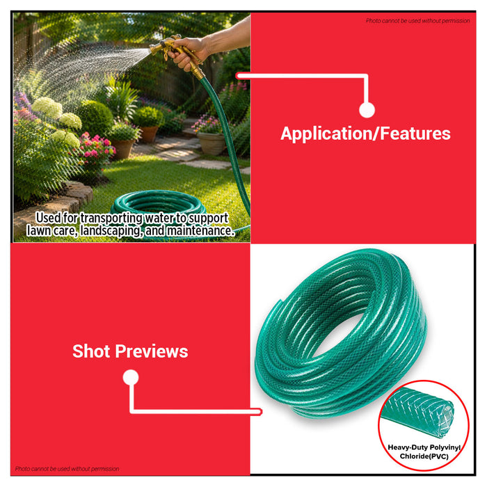 Buildmate x Pololock by Polonet Garden Hose Green Heavy Duty Water Hose 1/2in 5/8in 3/4in 1in 60m 90m PL22090 Series