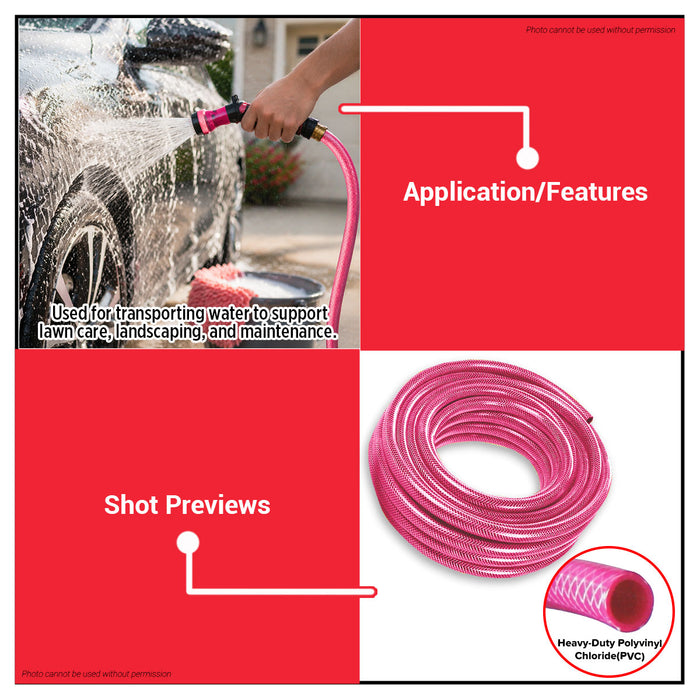 Buildmate x Pololock by Polonet Garden Hose Red Heavy Duty Water Hose 1/2in 5/8in 3/4in 1in 60m/90m PL22090 Series
