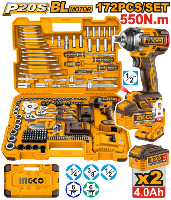 Buildmate x INGCO 172-Piece 20V Cordless Impact Wrench Tool Set HKTHP41723 IPT