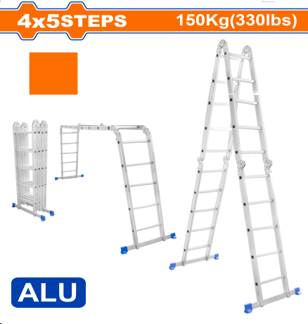Buildmate x Wadfow 4x5 Steps Multi-Purpose Aluminum Ladder WLD7H45 WHT