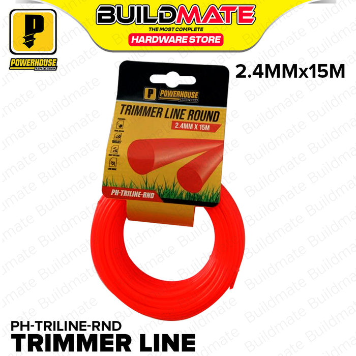 BUILDMATE Hoyoma / Powerhouse Nylon String Trimmer Line Square / Round 2.4MMx15M / 3MMx15M Weed Wacker Eater for Grass Trimmer&nbsp;