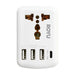 ROYU 250V Universal Adapter (International Outlet + 4 USB Port) - White and Black - REDPL127 REDPL127-B