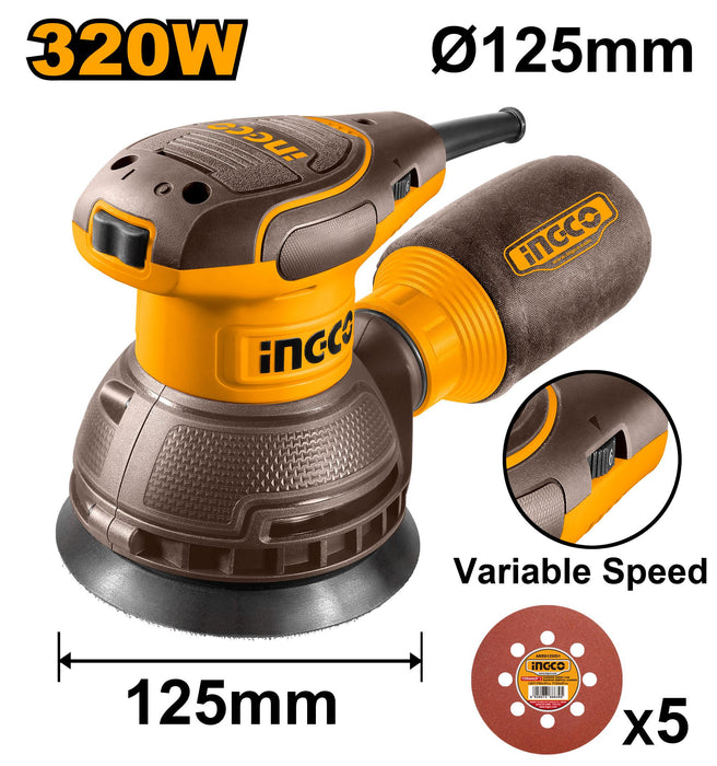 INGCO 320W Rotary Sander for Sanding, Polishing, and Finishing Tasks RS3216 IPT