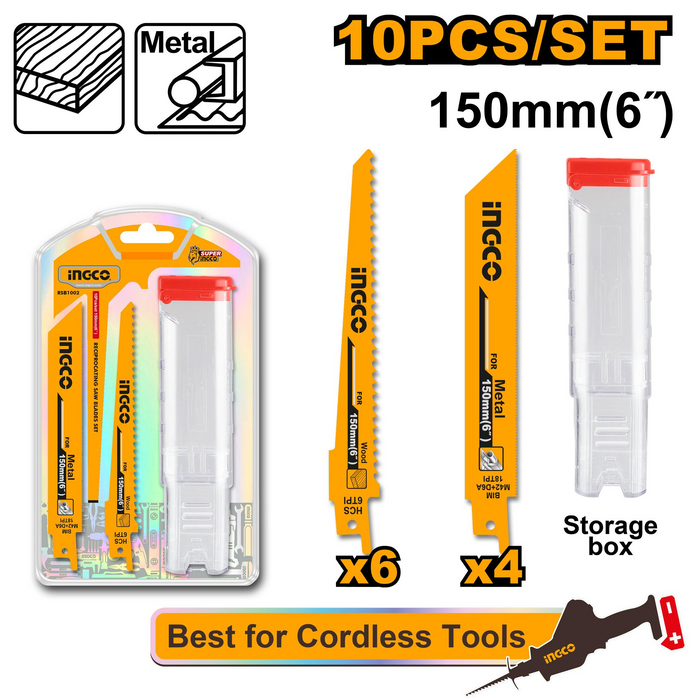 BUILDMATE Ingco Reciprocating Saw Blades 10pcs/set RSB1002 - IHT