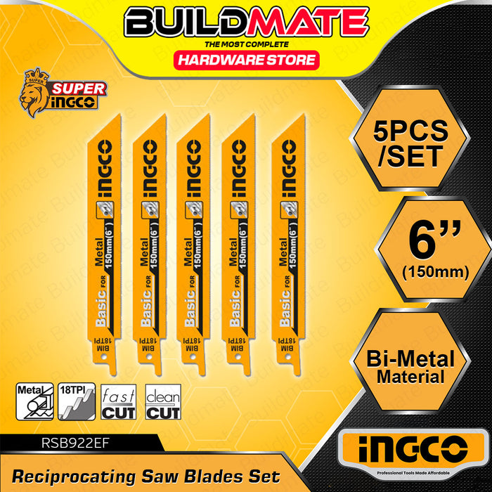 BUILDMATE Ingco Reciprocating Saw Blades Set 5pcs / 10pcs Bi-Metal Wood and Metal Heavy Duty Cutting Blade Kit - IHT