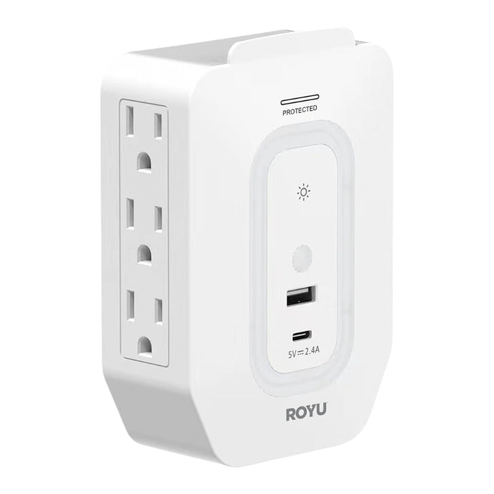 ROYU 6-Gang Adapter with Night Light & USB (Type A+C) Charging Ports RWA102 RWA103 – IHT | BUILDMATE
