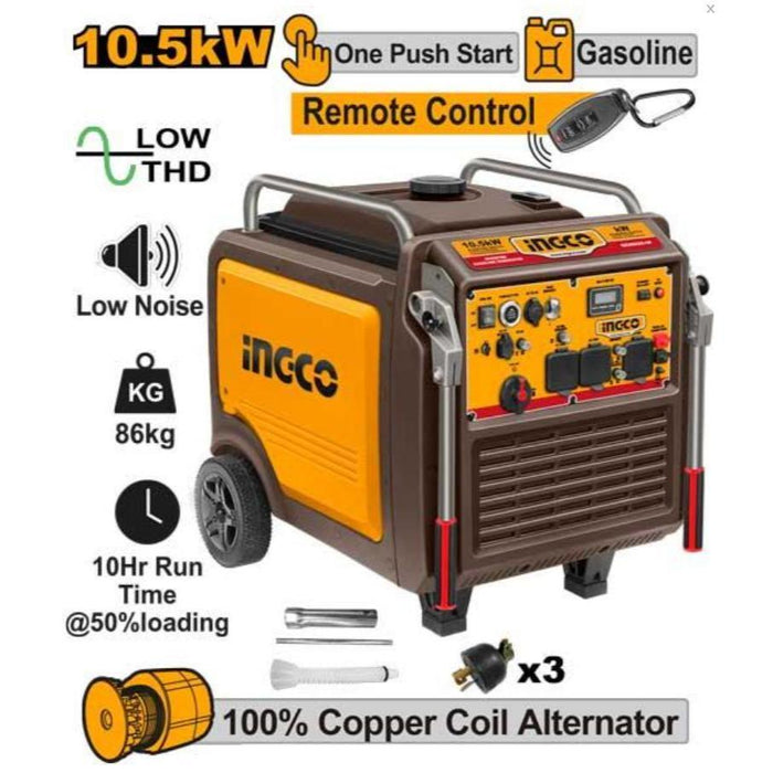 Buildmate x INGCO 10.5kW Inverter Gasoline Generator 8.2kW Remote Start GEI105006-5P IPT