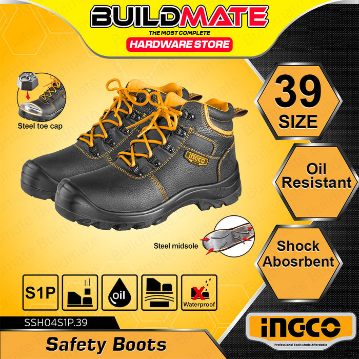 INGCO Size 37-46 Safety Boots with Steel Toe Cap for Construction & Industrial Use IHT - BUILDMATE