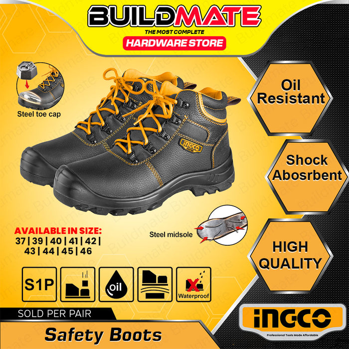 INGCO Size 37-46 Safety Boots with Steel Toe Cap for Construction & Industrial Use IHT - BUILDMATE
