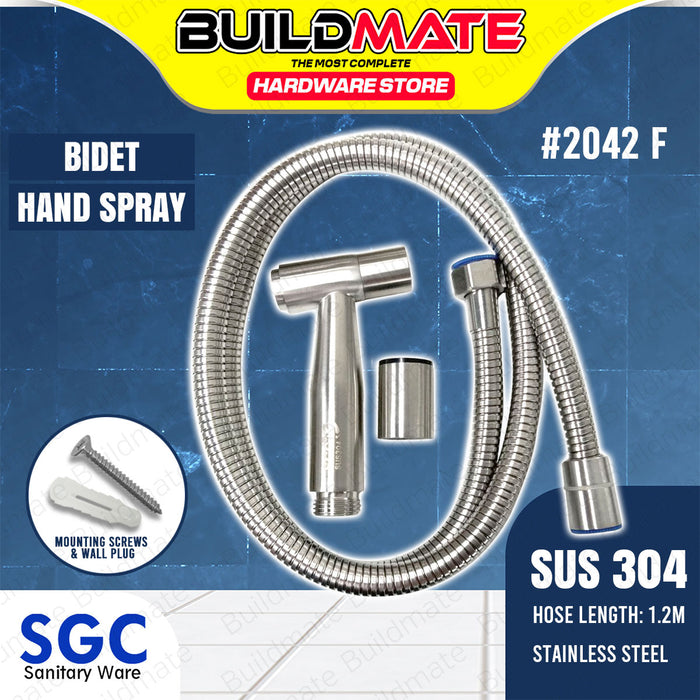 BUILDMATE SGC SUS 304 Stainless Steel Casting Bidet Hand Spray with 1.2M Hose & Holder Water Jet Bidet Bathroom Spray Attachment Toilet Cleaning Sprayer