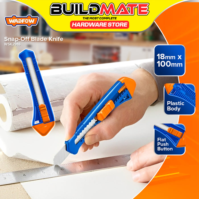 WADFOW Snap-Off Blade Knife 9mmx80mm | 18mmx100mm SOLD PER PIECE Utility Knife Cutter BUILDMATE WHT
