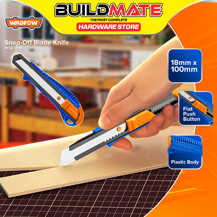 WADFOW Snap-Off Blade Knife 9mmx80mm | 18mmx100mm SOLD PER PIECE Utility Knife Cutter BUILDMATE WHT