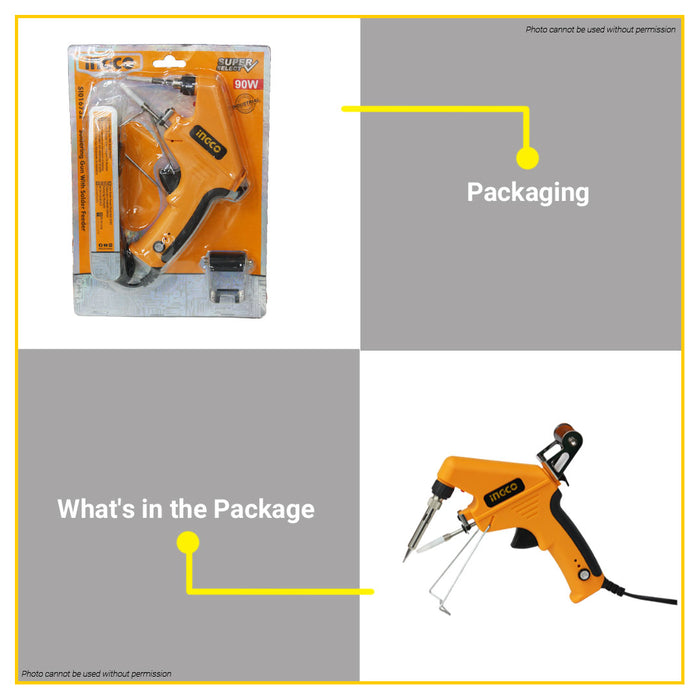 BUILDMATE Ingco 90W Electric Soldering Gun Set with Solder Feeder Fast Heating Iron Gun SI016732 IHT