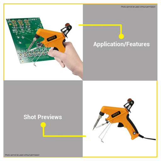 BUILDMATE Ingco 90W Electric Soldering Gun Set with Solder Feeder Fast Heating Iron Gun SI016732 IHT