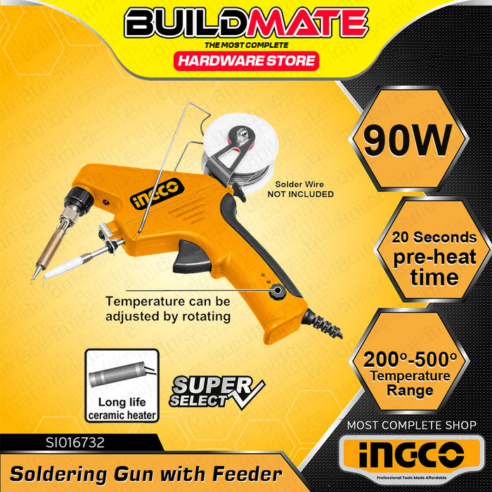 BUILDMATE Ingco 90W Electric Soldering Gun Set with Solder Feeder Fast Heating Iron Gun SI016732 IHT