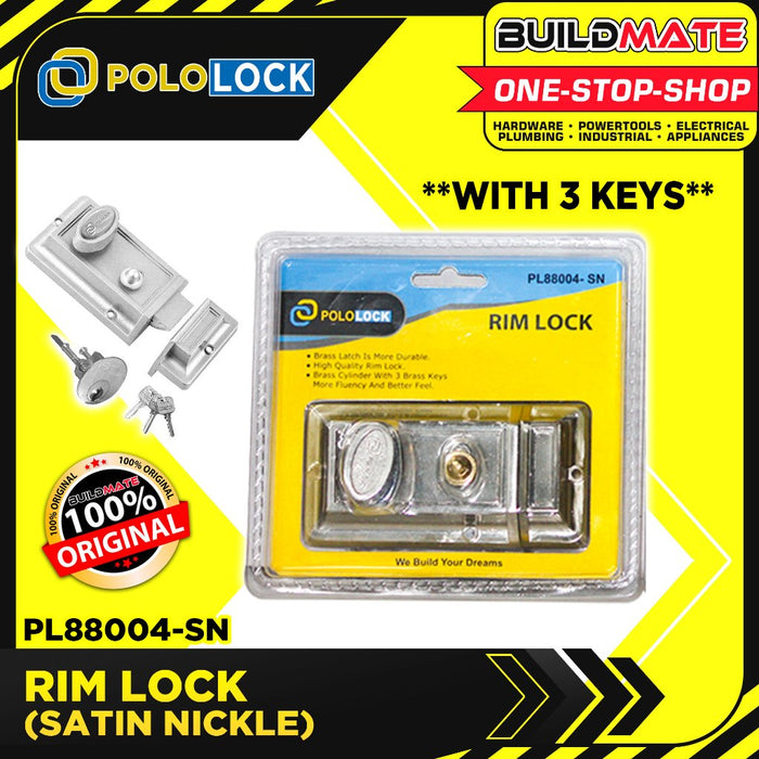 BUILDMATE Pololock 2-3/8" Inch Elegance Rim Lock Door Safety Sliding Deadlock Cylinder PL88004