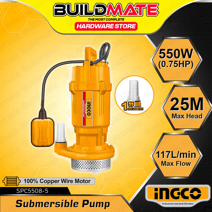 BUILDMATE Ingo Submersible Pump  370W / 550W Copper Wire Clean Water Transfer Pump with Thermal Protector SPC3708-5 / SPC5508-5 - IIT