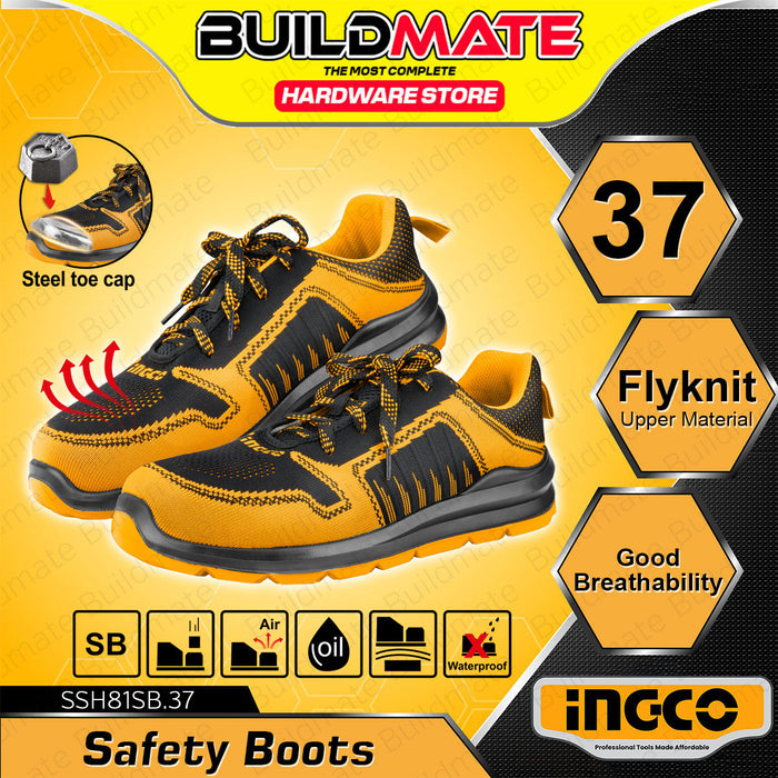 BUILDMATE Ingco Safety Boots 37 - 46 Steel Toe Foot Protection Safety Breathable Worker Closed Rubber Shoes Protective Work Footwear SOLD IN PAIR SSH81SB - IHT