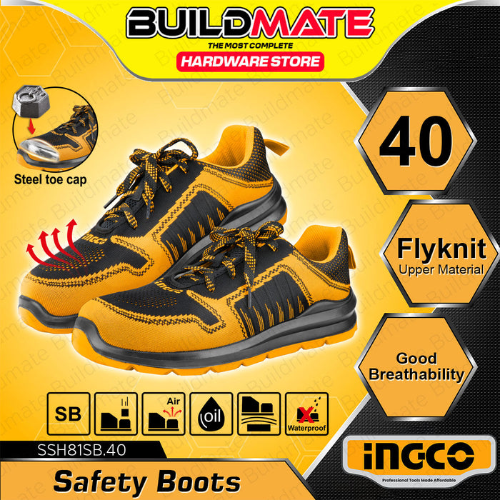 BUILDMATE Ingco Safety Boots 37 - 46 Steel Toe Foot Protection Safety Breathable Worker Closed Rubber Shoes Protective Work Footwear SOLD IN PAIR SSH81SB - IHT