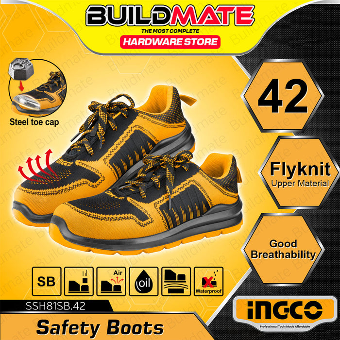 BUILDMATE Ingco Safety Boots 37 - 46 Steel Toe Foot Protection Safety Breathable Worker Closed Rubber Shoes Protective Work Footwear SOLD IN PAIR SSH81SB - IHT