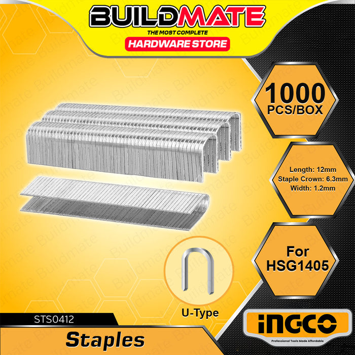 BUILDMATE Ingco 1000PCS/SET Staples Wire Heavy Duty D-Type / U-Type Heavy Duty Staple for Manual Gun Tacker Stapler Tool - IHT