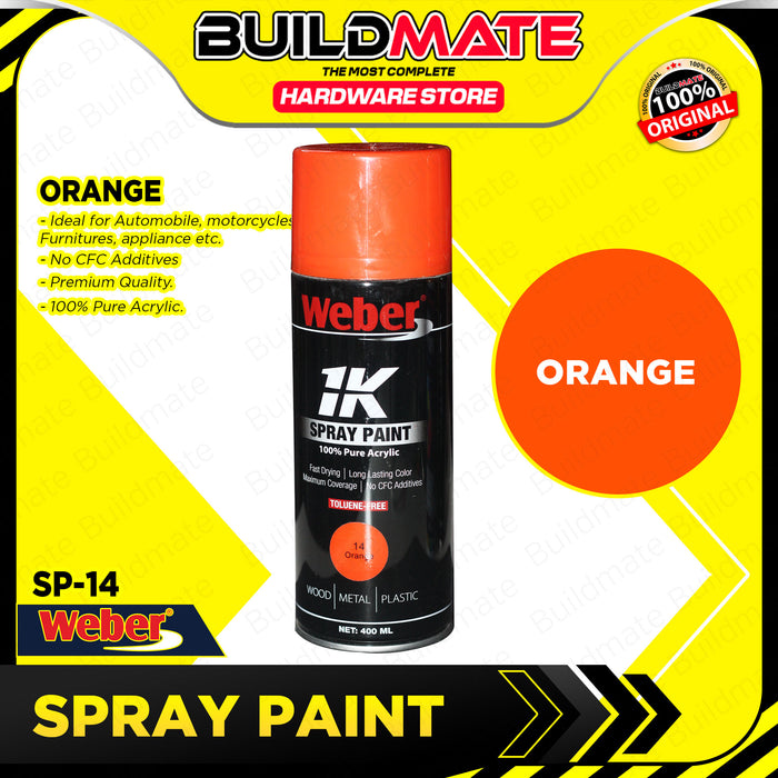 BUILDMATE Weber / Bosny Auto Spray Paint 400ml Fast Drying Pure Acrylic Color Sprayer Paint Automotive Finishes SOLD PER PIECE