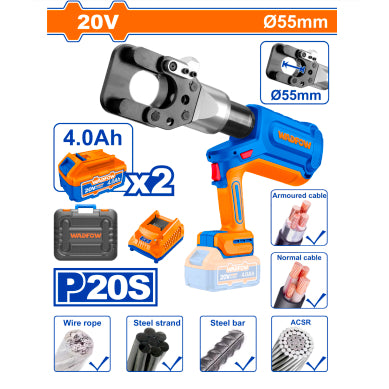 Buildmate x WADFOW 20V Cordless Hydraulic Cable Cutter 50/55mm WCR2D55/WCR2M50 WCPT