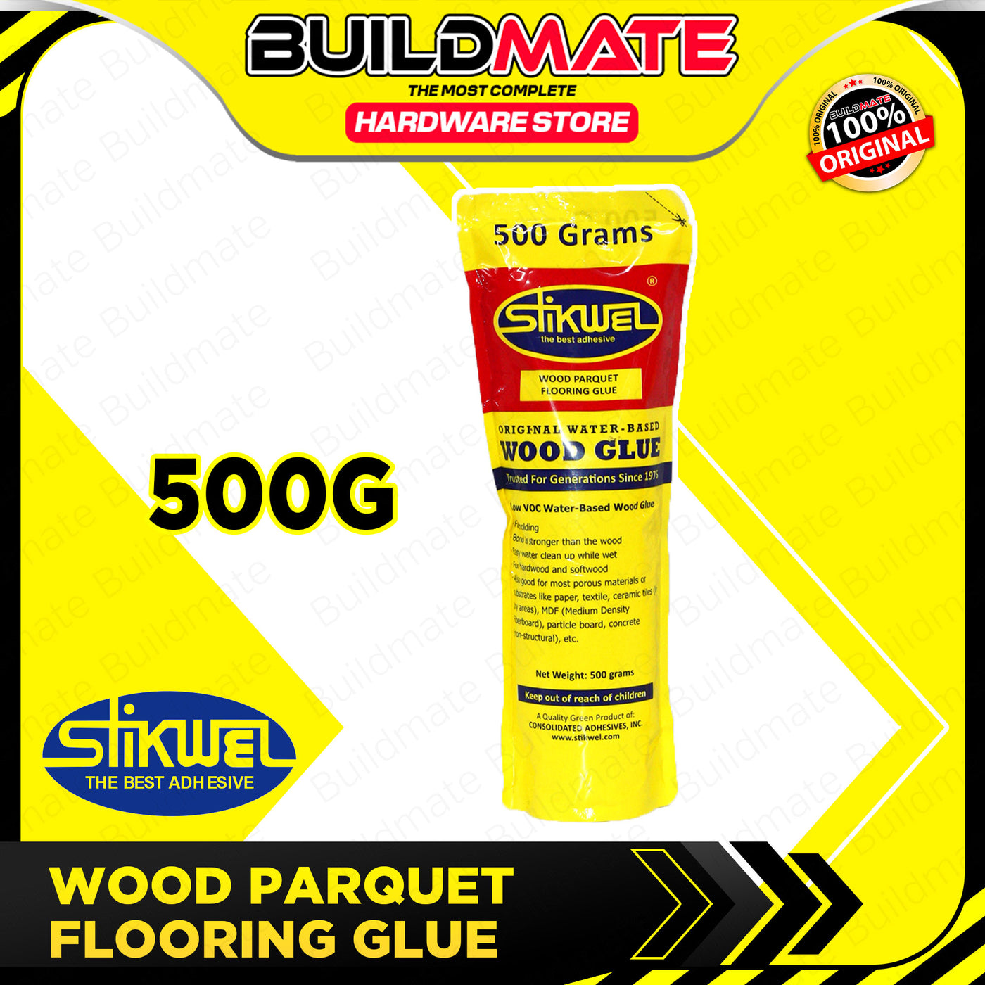 BUILDMATE Stikwel Wood Parquet Flooring Adhesive Glue 250g / 500g / 1k