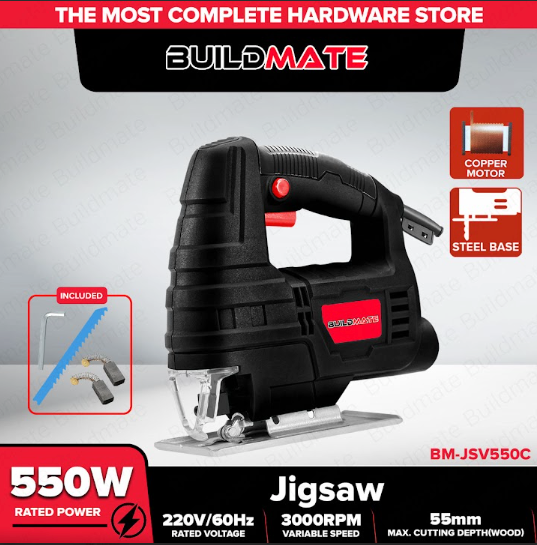 BUILDMATE Brand Jigsaw 550W Variable Speed Electric Saw for Wood Cutting JSV550C