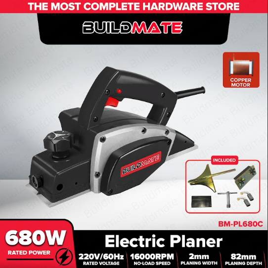 BUILDMATE Brand Electric Planer 680W 82mm 16000RPM for Woodworking Heavy Duty PL680C