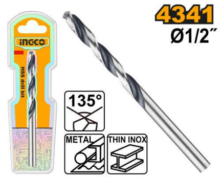 INGCO 4341 HSS Drill Bit High Speed Steel Bit for Metal & Wood IHT - BUILDMATE