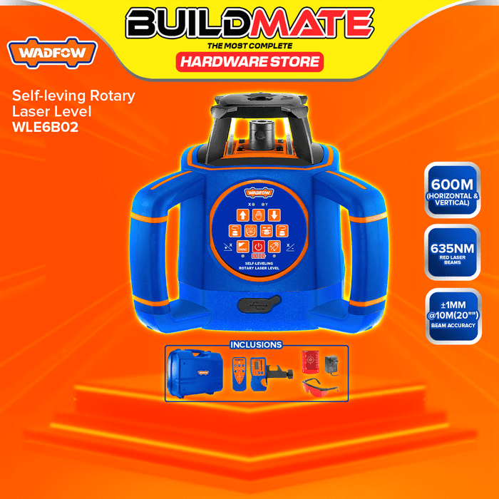 BUILDMATE Wadfow Self Leveling Rotary Laser Level 600M Red Laser Beam 360° High Precision Construction Line Laser Measuring Tool - WPT