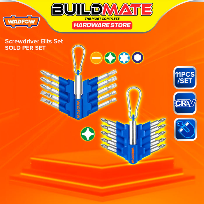 BUILDMATE Wadfow 11PCS/SET Screwdriver Bit Set 50mm Cr-V with Screwdriver Bit Holder SOLD PER SET WBS1601 / WBS1602 - WHT