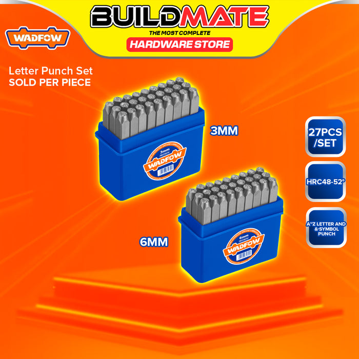 BUILDMATE Wadfow 27PCS Letter Punch Set 3mm - 6mm Carbon Steel Hollow Stamping Puncher Set Kit SOLD PER SET WCC9273 / WCC9276 - WHT