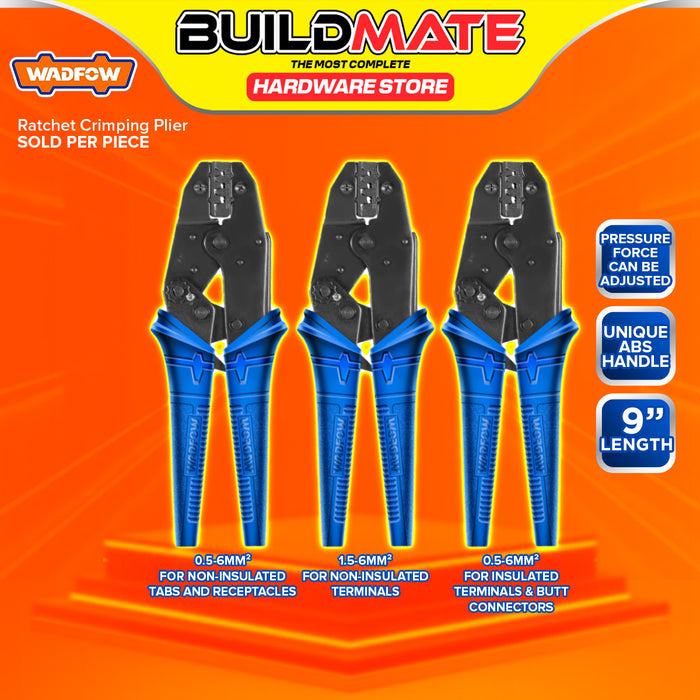BUILDMATE Wadfow 9" Inch Ratchet Crimping Plier 0.5-6MM² | 1.5-6MM² Ratchet Terminal Crimper Wire Crimp Tool SOLD PER PIECE - WHT
