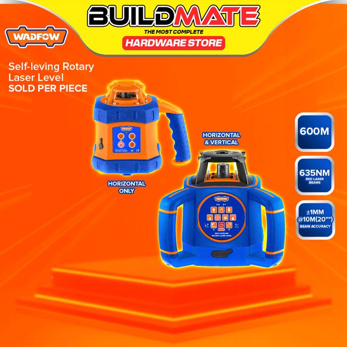 BUILDMATE Wadfow Self Leveling Rotary Laser Level 600M Red Laser Beam 360° High Precision Construction Line Laser Measuring Tool - WPT