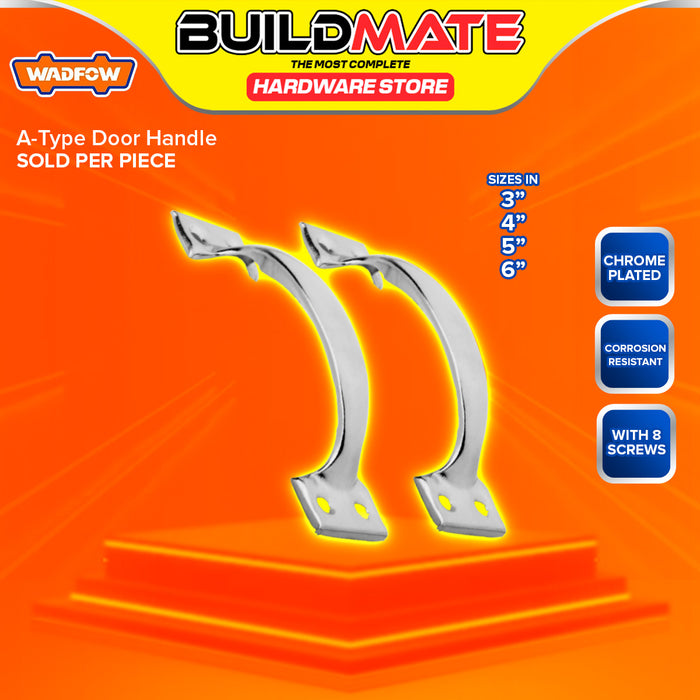 BUILDMATE Wadfow A-Type Door Handle 3" Inch - 6" Inch Curved Cabinet Drawer Pulls with Screws Chrome-Plated SOLD IN PAIR - WHT