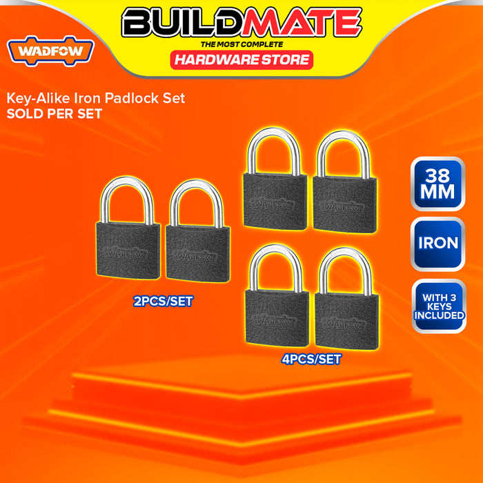BUILDMATE Wadfow 2pcs / 4pcs Key-Alike Iron Padlock Set 38mm Short Shackle with 3pcs Iron Keys Anti-Theft Security Pad Lock - WHT