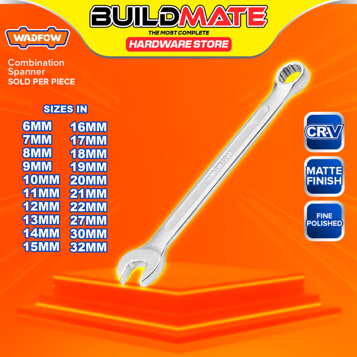 BUILDMATE Wadfow Combination Spanner 6mm-13mm Cr-V Double-Ended Box and Open End Ratchet Combination Wrench SOLD PER PIECE - WHT