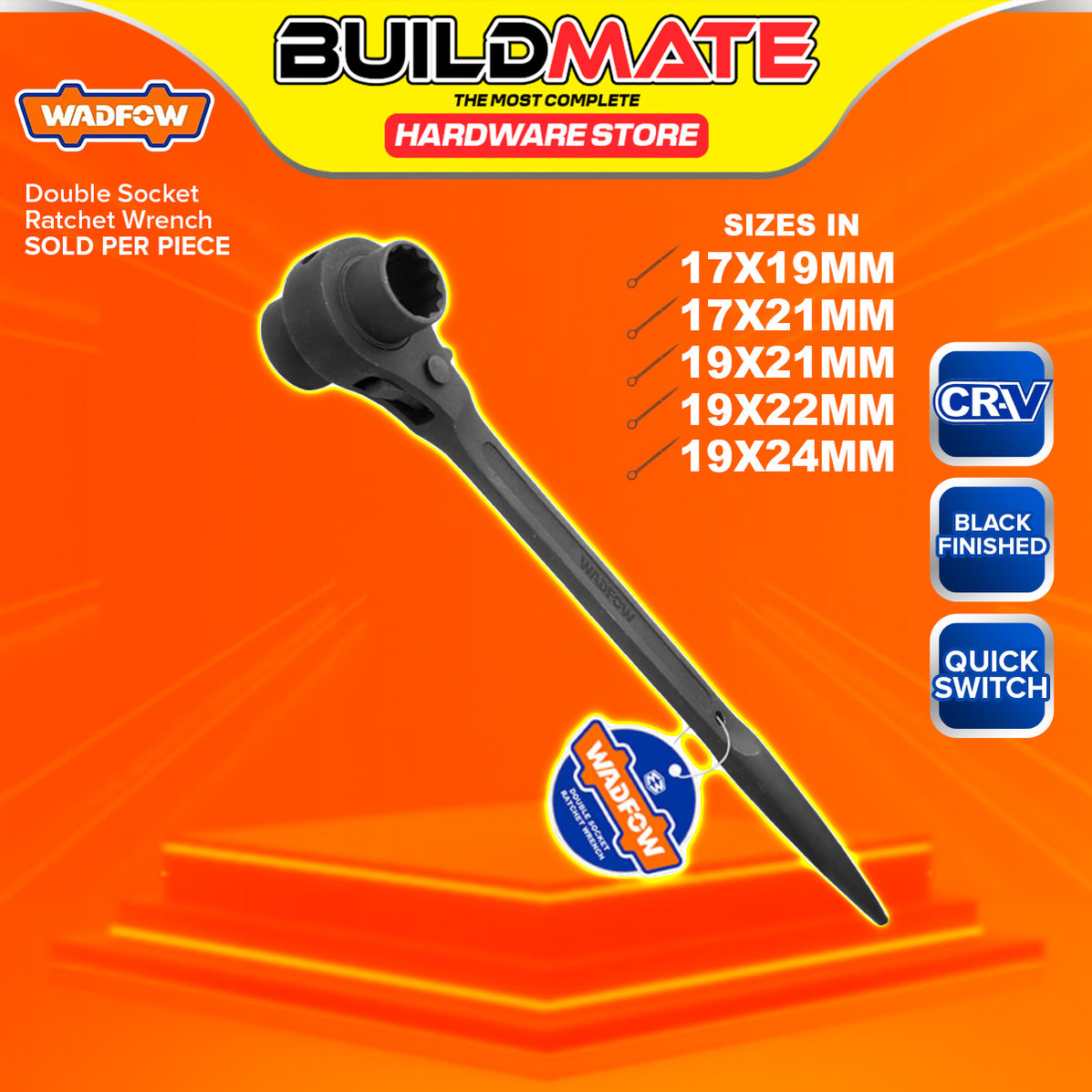 Buildmate Hardware BUILDMATE Wadfow Double Socket Ratchet Wrench Black Finished Heat Trea ...