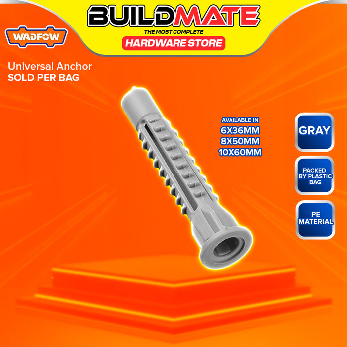 BUILDMATE Wadfow Universal Anchor PE Multi-Purpose Plastic Expansion Screw Concrete Fixing Anchor Wall Plug Gripper SOLD PER PACK - WHT