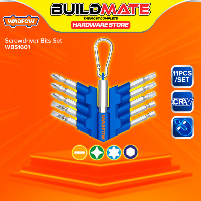 BUILDMATE Wadfow 11PCS/SET Screwdriver Bit Set 50mm Cr-V with Screwdriver Bit Holder SOLD PER SET WBS1601 / WBS1602 - WHT