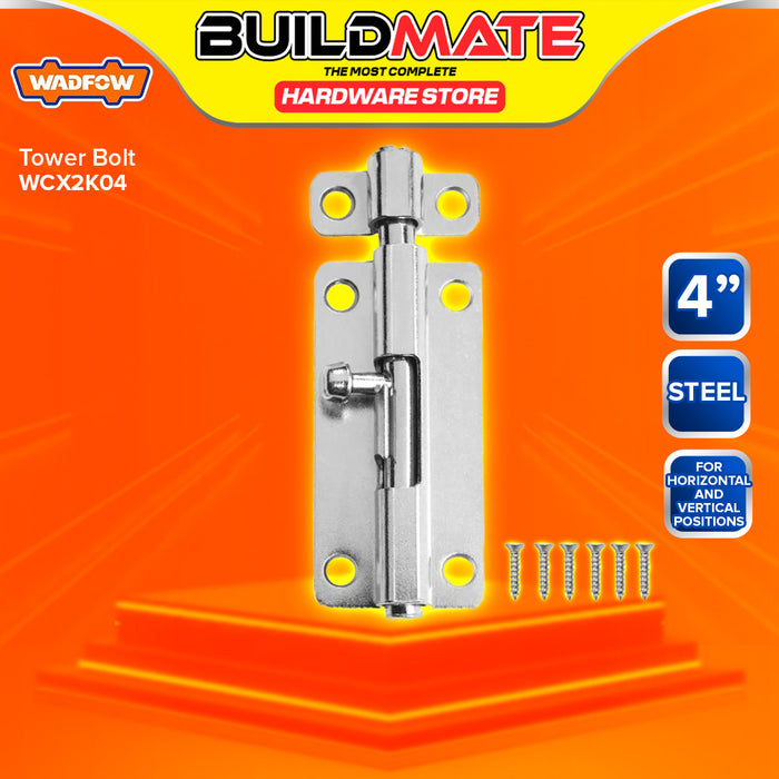 BUILDMATE Wadfow Tower Bolt 1.5" - 5" Inch Galvanized Door Barrel Latch Lock for Horizontal and Vertical Position - WHT