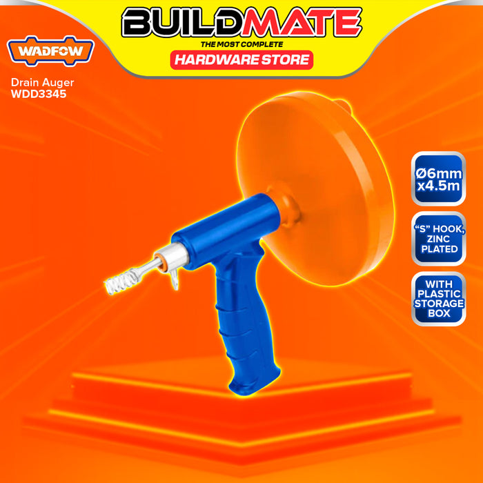 BUILDMATE Wadfow Drain Auger Cleaner 4.5m Length Plated Spring Household Cleaning Tool for Toilet WDD3345  -  WHT