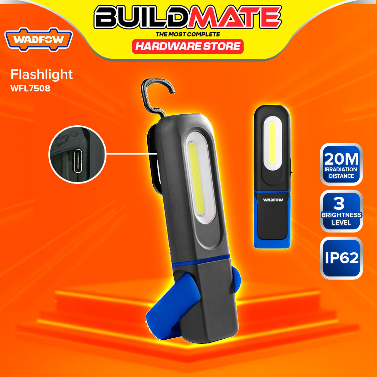 BUILDMATE Wadfow LED Flashlight 320LM Rechargeable Compact Emergency P ...
