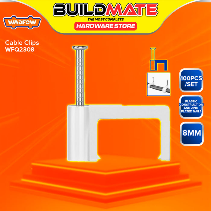 BUILDMATE Wadfow 100PCS/SET Rectangular White Cable Clips 6mm - 12mm Wire Organizer Fastening Cord Clamps SOLD PER SET - WHT