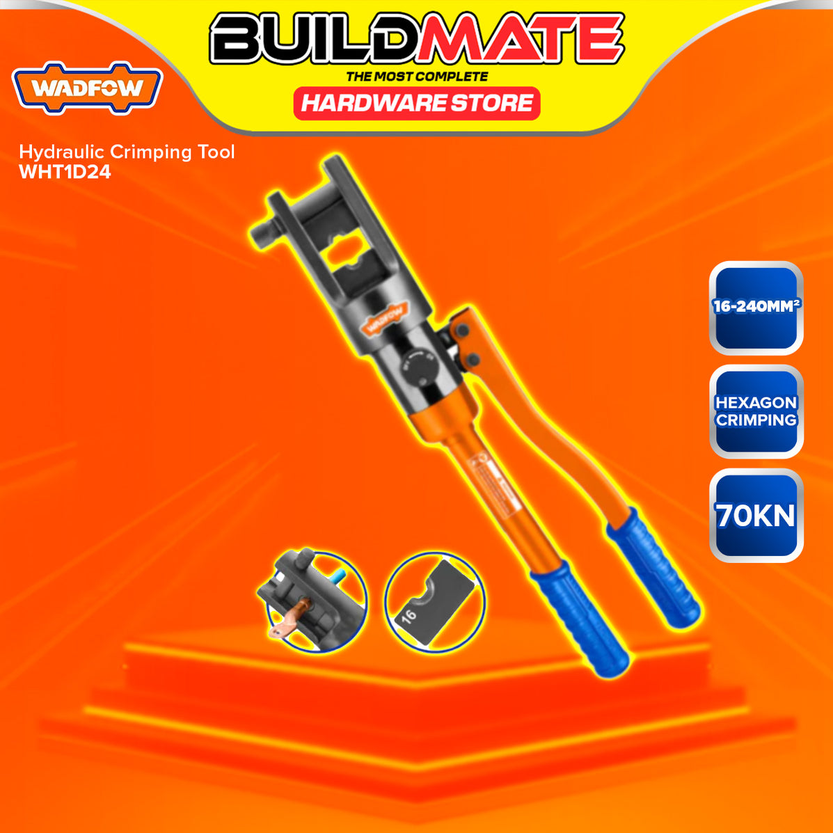 BUIILDMATE Wadfow Cu4-70MM / Cu16-240MM Hydraulic Crimping Hand Tool W ...