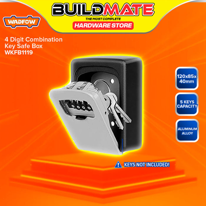 BUILDMATE Wadfow 4 Digit Combination Key Safe Box 120x85x40mm Wall Mounted Outdoor Key Secure Cabinet Storage Lock Box WKFB1119 - WHT